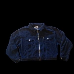 Vintage Black Levi Strauss Silver Tab Corduroy Cropped Jacket Size Medium
